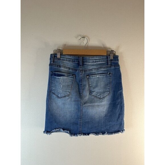 Kancan Distressed Medium Wash Blue Casual Denim Jean Skirt Size 3/25 - Picture 5 of 10
